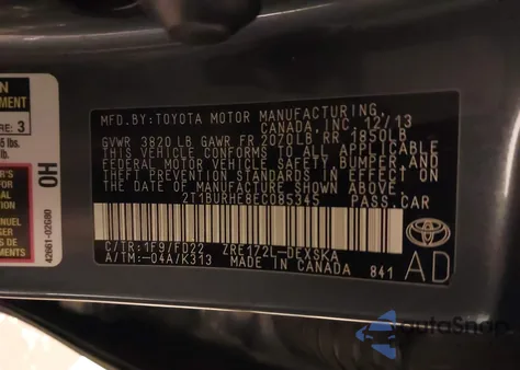 2014 Toyota Corolla S Plus z USA, uszkodzony, nr VIN 2T1BURHE8EC085345